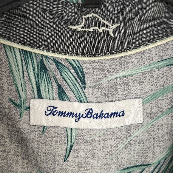 Tommy Bahama Silk Hawaiian Shirt Mens Size Large Floral Palm Leaves Beach Aloha - Picture 2 of 7